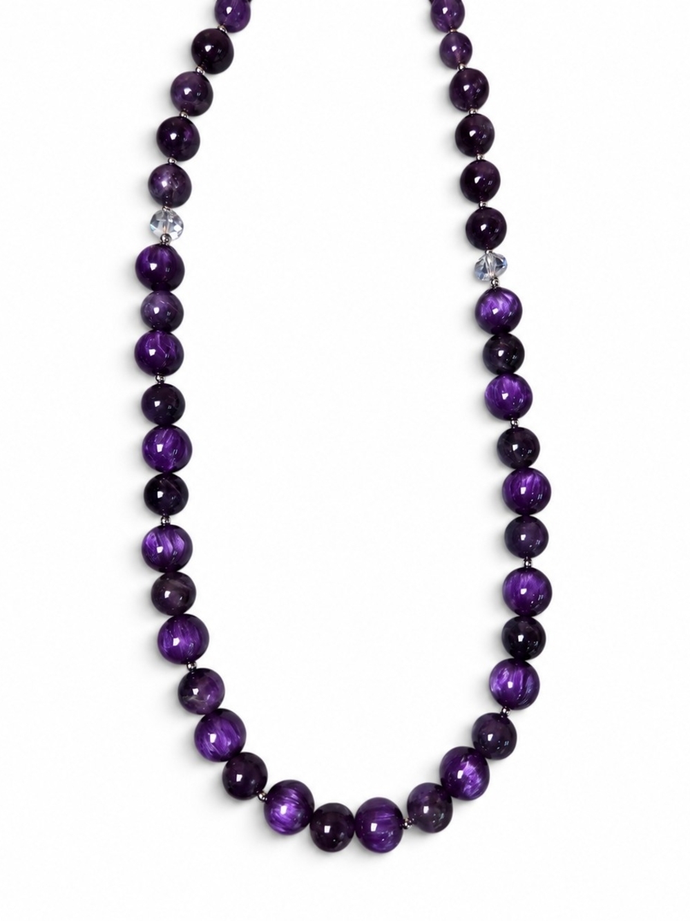 12 mm Purple Cat’s Eye & Amethyst Necklace — 21″